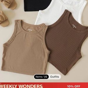 Solid Ribbed Cropped Tank Top